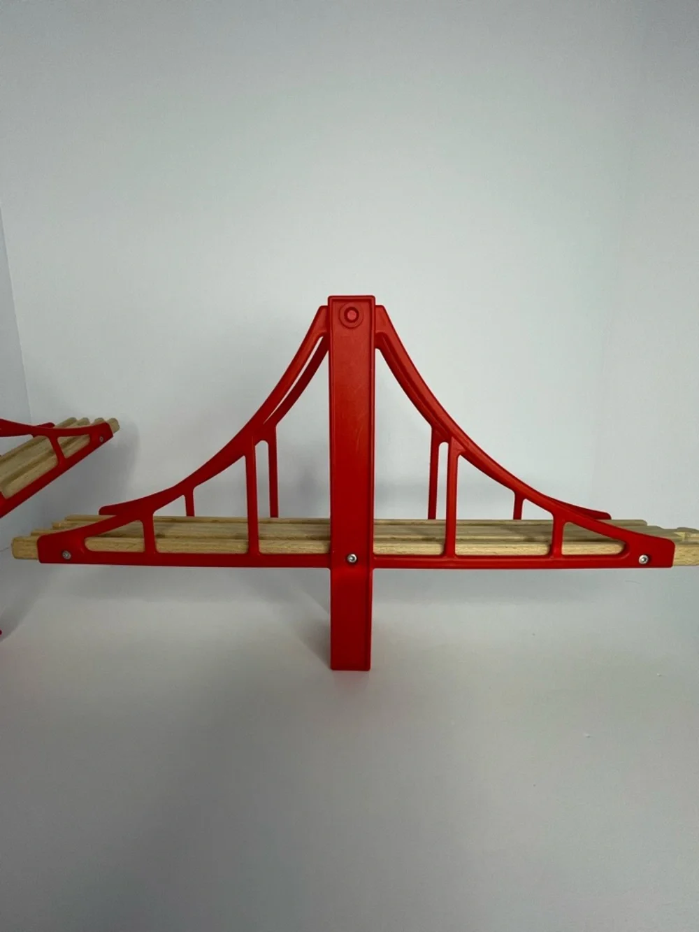 Brio Double Wooden Red Suspension Bridge 2 Ascending Track 1 Support Block - Picture 7 of 13